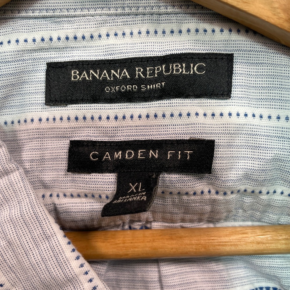 Banana Republic Camden Fit Oxford Shirt Mens XL Blue White Button Up - Picture 2 of 7